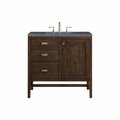 James Martin Vanities Addison 36in Single Vanity, Mid-Century Acacia w/ 3 CM Charcoal Soapstone Quartz Top E444-V36-MCA-3CSP